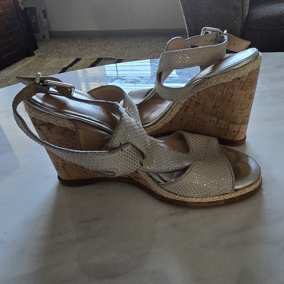 Antonio Melani Wedge Maree Leather Ankle Buckle Strap Open Toe Sz 7.5M - Picture 7 of 12